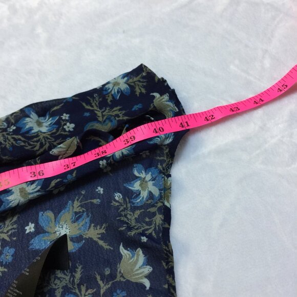 Free People Maxi Skirt Size 8 Womans Femme Edge Navy Blue Floral Wrapover Ruffle - Picture 15 of 15